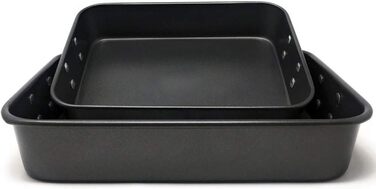 Форма для запікання LS Kitchen - Гратен для лазаньї з ручками, сталева жароміцна форма з антипригарним покриттям, набір 2 шт.