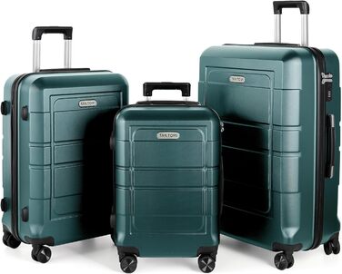Набір валіз TANTOMI 3 шт. з твердим корпусом ABS+PC – 20/24/28 дюймів, валіза з 4 поворотними колесами та 3-цифровим замком, набір валіз (M-L-XL), світло-темно зелений колір