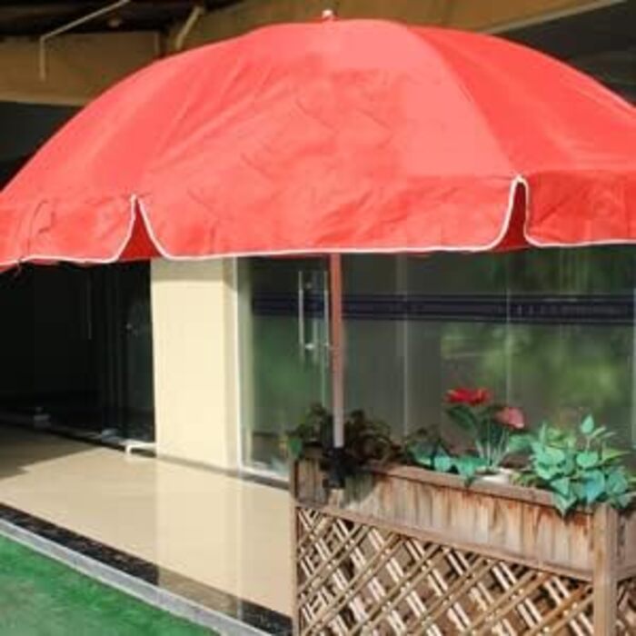 VANROUG Robust Balcony Umbrella Holder, Clamp, Garden Fence, Parasol, Terrace Decking, Clamping Range (20 mm - 63 mm), Umbrella Diameter (23 mm - 38 mm) (black)