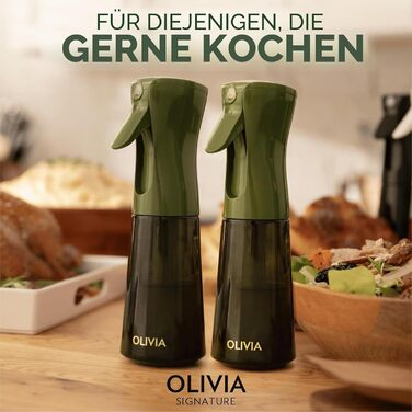 Спрей для олії FLAIROSOL Olivia, 2 шт., зелене скло, 200 мл - розпилювач для кухні, фритюрниці, салату, BBQ з контролем порцій