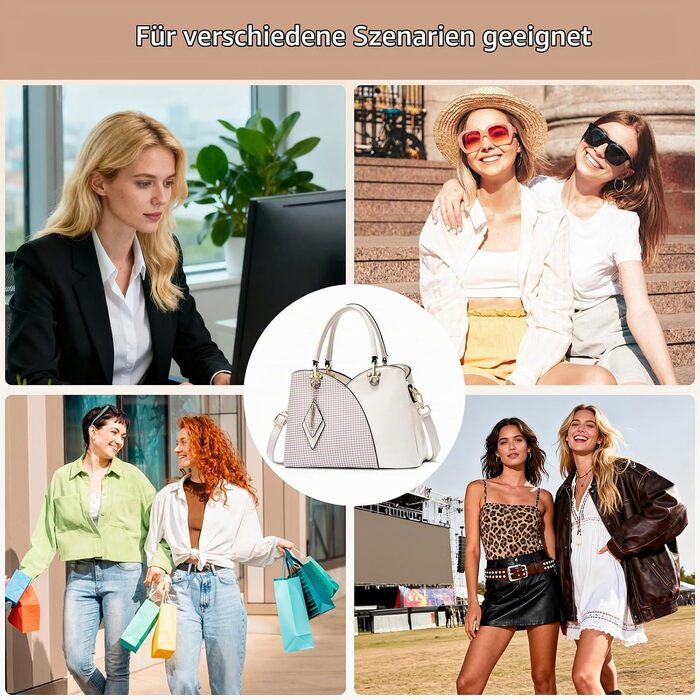 Жіноча сумка-шопер NICOLE & DORIS з екошкіри в клітинку, елегантна сумка через плече з кількома кишенями та брелоком, біла