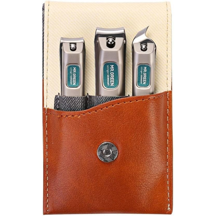 Набір для манікюру Mr. Green: 3 шт. кусачки для нігтів, пінцет, Solingen Edelstahl, шкіряний футляр