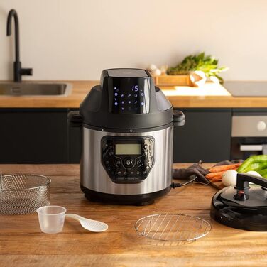 Cecotec Programmable Pot with Air Fryer and GM H Deluxe Fry Multifunction Kitchen Machine. 6 Liters, Forward Lid, Programmable, 24-Hour Temperature Adjustable Model H Deluxe Fry
