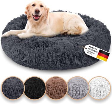 Belune® Лежанка для собак [знімний, пральний чохол] - Оригінал - [S, 70 см, Темно-сірий] Кошик для собак, ліжко для котів, лежанка для собак, собаче ліжко, пухнасте ліжко для великих, середніх та маленьких собак S (70 см) Темно-сірий