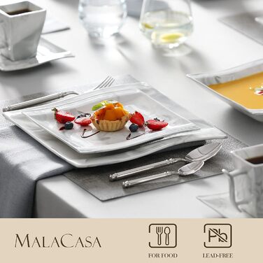 MALACASA Flora 30-Piece Marble Porcelain Dinnerware Set - Grey