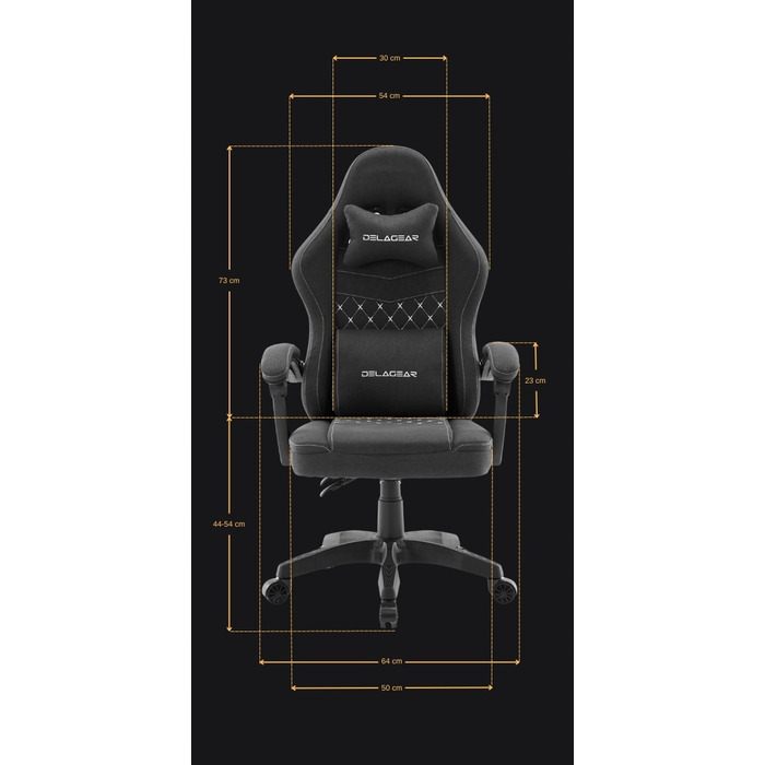 Ігрове крісло DELAGEAR G 300, чорне, тканинне