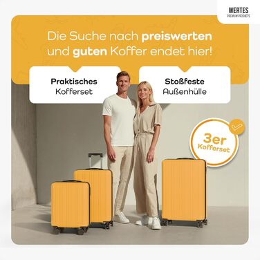 Набір валіз 3 в 1 з TSA замком - жовтий, з подвійними колесами, для подорожей