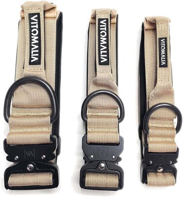 Тактичний нашийник для собак, 5 см: міцний нейлон, магнітна ручка, надійна застібка, для великих собак (5см/M = 40-50см, Бежевий)