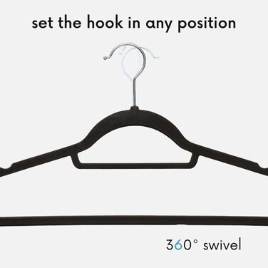 Набір вішалок для одягу OGIVO, 50 шт. - чорні, з антиковзаючою поверхнею, для краваток та сорочок