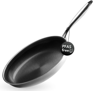 Сковорода Onyx Cookware 20 см з антипригарним покриттям | Для всіх типів плит, включаючи індукційні | Стійка до подряпин, без PFAS | Нержавіюча сталь/алюміній (3 шари) | Можна використовувати в духовці до 260°C