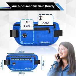 Чоловіча та жіноча поясна сумка - ультратонкий дизайн - для телефонів до 7 дюймів - ідеальна для спорту, подорожей та бігу. Стильна синя сумка.