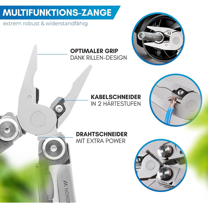Multitool [16 in 1] Stainless Steel Pocket Knife with 16 practical tools | Outdoor Knife Multifunction Tool Foldable with Pliers, Scissors, Knife, and Saw for Outdoor and Camping