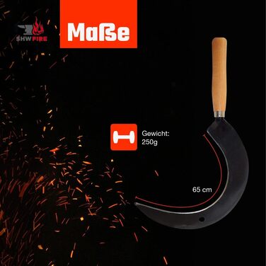 Ручна кована серп-багнет SHW-FIRE для саду з дерев'яною ручкою, з чохлом для леза, Німеччина