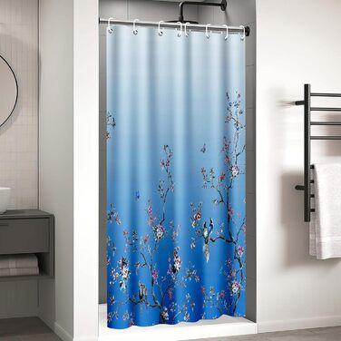 Дзеркальний душовий завіс LIVETTY з малюнком птахів, 180x210 см, тканинний, для ванної кімнати, антигрибковий, миючий, з 12 гачками