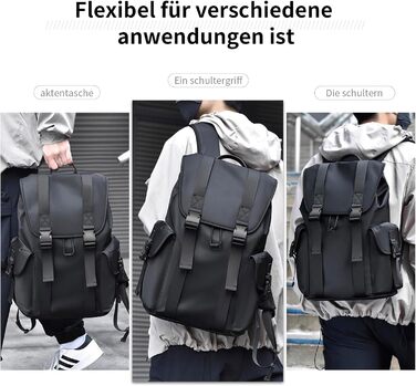 Чоловічий та жіночий рюкзак Vintage 17.3 дюйми, водонепроникний, для ноутбука, школи, подорожей, чорний