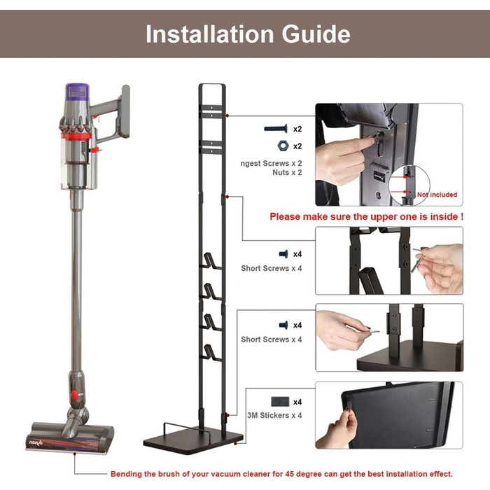 Підставка для пилососів Dyson V15s, V15, V11, V10, V8, V7, V6 - чорна, без свердління