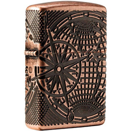 Zippo 29853 – World Map, Antique Copper – Gasoline Windproof Lighter, Refillable, in a High-Quality Gift Box