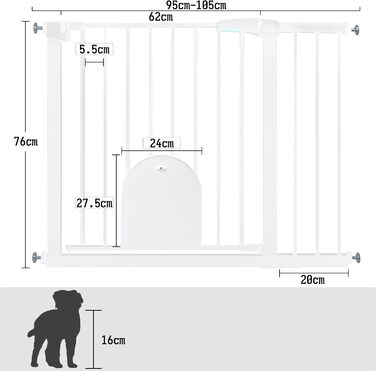 Захист для сходів HENGMEI: автоматичні металеві ворота для безпеки дітей та домашніх тварин, 95-105 см
