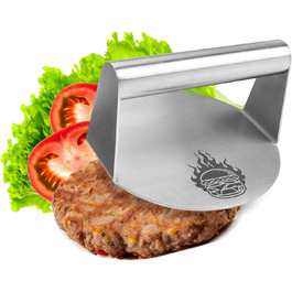 Пресс для бургерів COM-FOUR® Ø 14 см з нержавіючої сталі 430, Burger Smasher - прес для рівних котлет, придатний для миття в посудомийній машині, Fleischbeschwerer ідеально підходить для гриля та сковороди