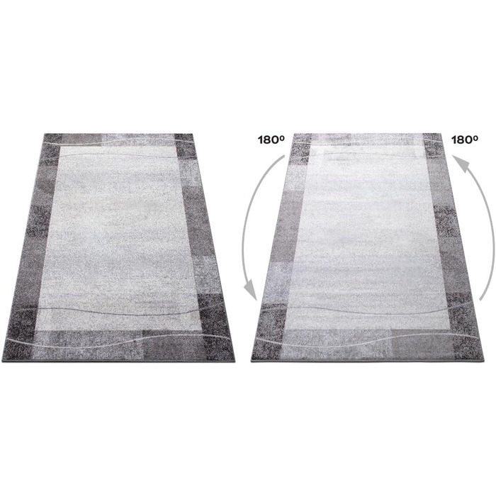 Теппик oKu-Tex для вітальні [80x150 см] - м'який короткий ворс, кольоровий килим для вітальні, сучасний геометричний дизайн хвилястим візерунком, німецька якість (Світло-сірий, 80 x 250 см)