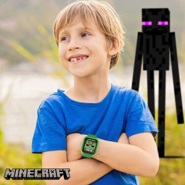 Дитячий розумний годинник Accutime MIN4045 Minecraft з камерою, фото та відео, секундоміром, 6 іграми, 3 фонами, 10 циферблатами, диктофоном, фітнес-трекером, будильником, зелений