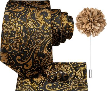 Чоловіча краватка Hi-Tie з краватковою брошкою та нагрудником (коричнева/бронзова)