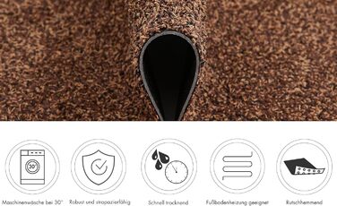 Килимок для дому Samson Sauberlauf, 40x60 см, бежевий (Braun), для внутрішнього та зовнішнього використання, миючий, з антиковзким покриттям