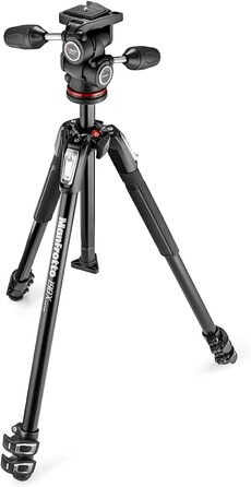 Штатив Manfrotto 190X з алюмінію – 3-секційний для бездзеркальних та DSLR камер (Kit з трьохсекційною ніжкою та 3-сторонньою головкою)