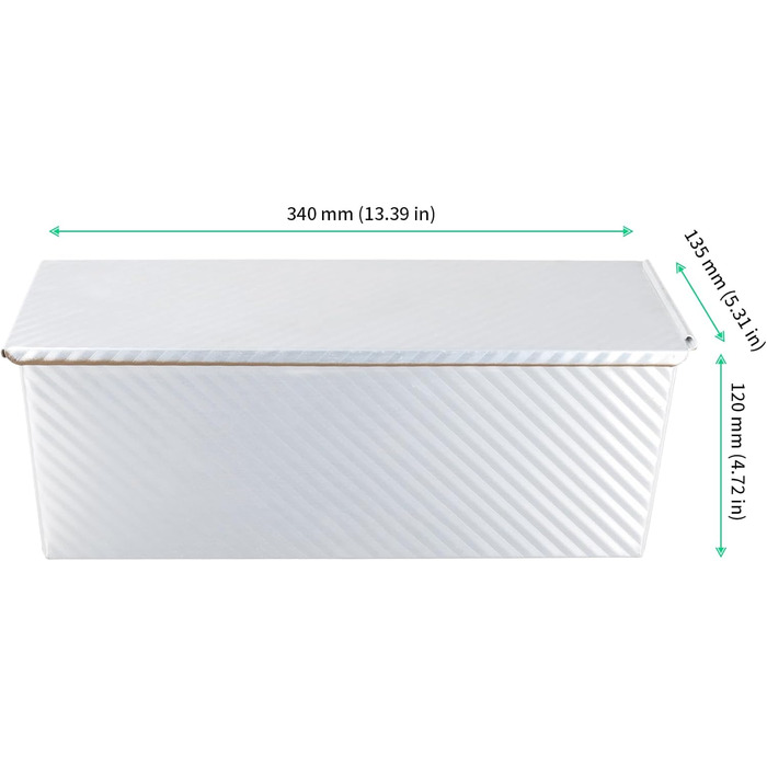 FUNSUEI Toast Bread Baking Pan 1kg, Bread Baking Pan with Lid, Loaf Pan for Toast and Cakes, Silver, 34 x 13.5 x 12 cm