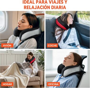 Подушка для шиї у вигляді хом'ятка, автомобільна/авіаційна подушка з memory foam, для подорожей, офісу, дому (червона, сітчаста тканина)