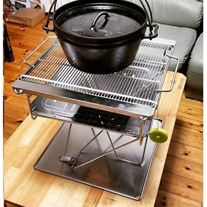 CAMPINGMOON Portable Stainless Steel Wood Grill and Fire Pit 20 inches with Carry Bag MT-055