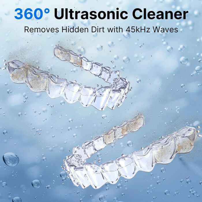 Ультразвукова мийка для ювелірних виробів та зубних протезів, 45000 Гц, 25 Вт, 200 мл, чорна