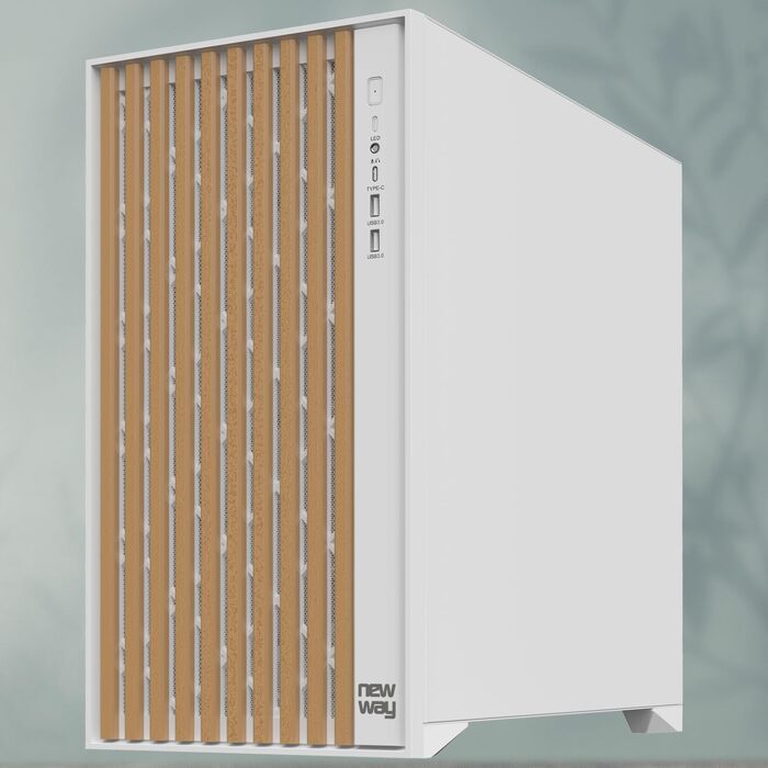 Корпус ПК NEWWAY NW1 з дерева, Mid-Tower, ATX/Micro-ATX/ITX, USB Type-C, 3 x 140 мм PWM вентилятори, скляна бічна панель