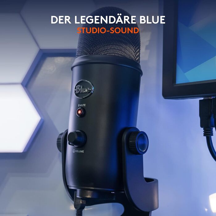 Мікрофон Blue Yeti USB - професійний для запису, стрімінгу, подкастингу, геймінгу та вокалу. Підтримка Plug & Play для PC та Mac. Чорний колір