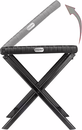 Casaria® Polyrattan Folding Stool, 75kg Load Capacity, 44x40x44cm, Foldable, Lightweight, Portable, Outdoor, Weatherproof, Garden, Terrace, Balcony, Camping Stool Chair Table 1