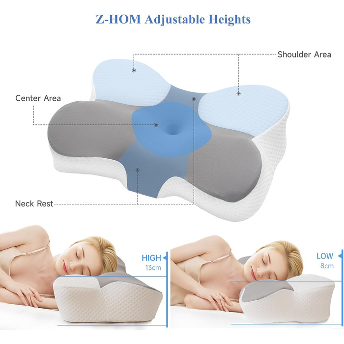 Подушка для шиї Z-hom, подушка для голови з Memory Foam, ергономічна подушка для шиї, подушка для сну на боці, спині та животі, ергономічна подушка для тих, хто спить на боці (15*15*15 см)
