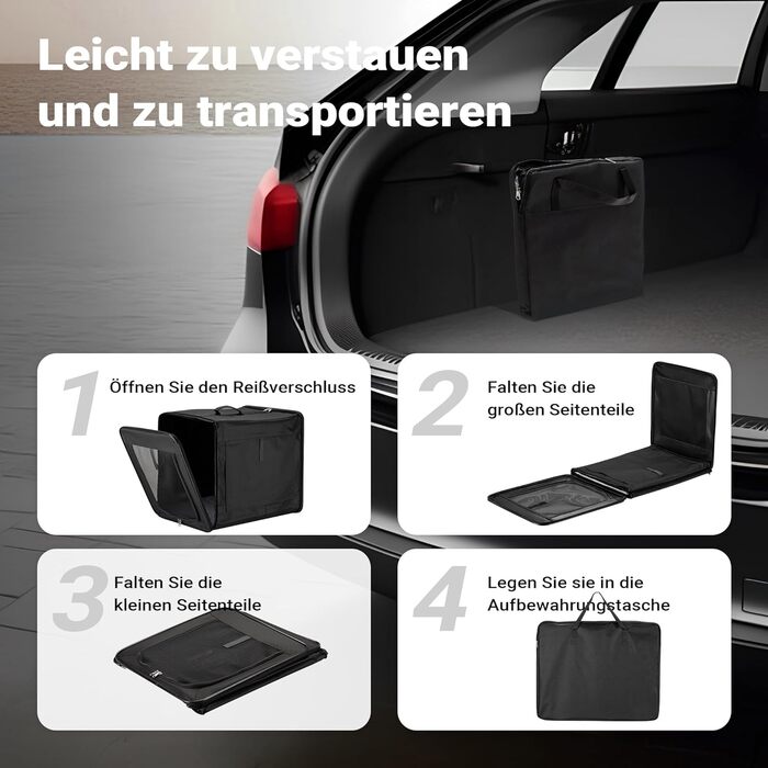 Транспортна переноска для собак та котів Wiltec, чорна, 58x46x53 см, складна, з подушкою