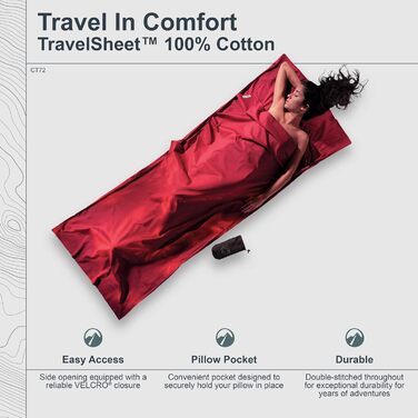 Кокон-спальний мішок Cocoon Leichter Reiseschlafsack Monk's Red для подорожей, легкий, червоний