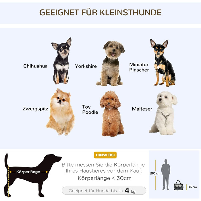 PawHut Складана переноска для собак, 50.5 x 33.5 x 35 см, сіра, 50.5 л