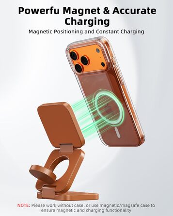 Зарядний пристрій KU XIU X55 Turbo Qi2.2 25W Magsafe 3-в-1: для Apple Watch, iPhone 17-12 та AirPods, помаранчевий