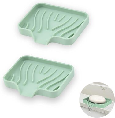 Силіконові мильниці з дренажем (2 шт.) - мильниця для душу, ванни, умивальника, кухні (білий, зелений)