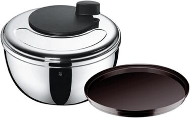 Сушарка для салату WMF Gourmet 25,4 см, нержавіюча сталь Cromargan, полірування, пластикове сито, підходить для посудомийної машини