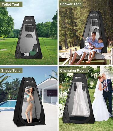Намет для туалету Dewur для кемпінгу з UV 50+ захистом, душовий намет, Pop-Up переодягальня, мобільний туалет для відпочинку на природі, пляжі та кемпінгу, з сумкою, зелений (чорний)