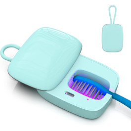 Toothbrush Covers, Portable Toothbrush Holder with Cleaning Light, Rechargeable Travel Toothbrush Box with Holder for Home and Travel or Business Trips (White) (Blue)