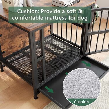 Дерев'яний вольєр для собак, 83 см, велика собача будка для дому, міцний вольєр для великих собак, вольєр з 2 дверима, знімний піддон, приліжний столик