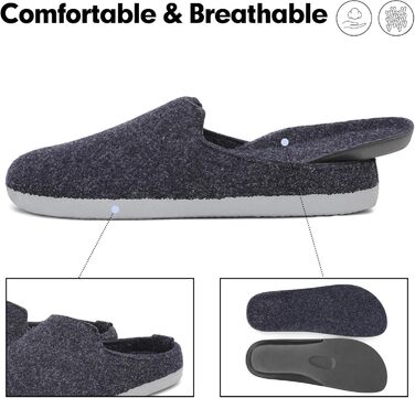 Тапочки халатні Mishansha з фетру зимові, зручні для жінок та чоловіків, розмір 36-48 (37 EU), глибокий чорний колір