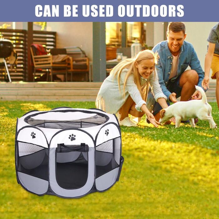 Клітка-забіг для собак та кошенят LUFEIS, складана, водовідштовхувальна, для дому, сірого кольору