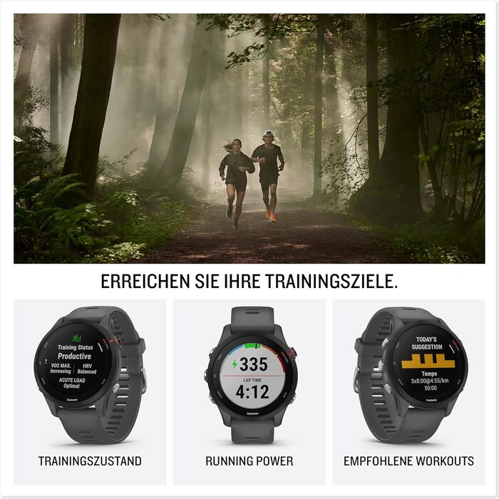 Garmin Forerunner 255 – GPS-годинник для бігу з індивідуальними планами тренувань, функціями для бігу та детальною аналітикою. 1.3' дисплей, до 14 днів роботи від акумулятора, водонепроникний (Non-Music, 46 мм, Темно-синій)
