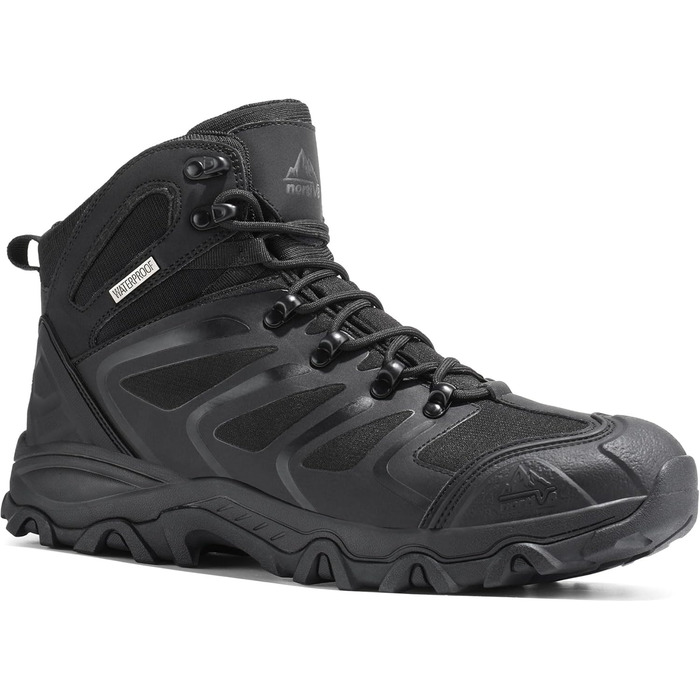 Чоловічі туристичні черевики NORTIV 8 - водонепроникні трекінгові черевики для хайкінгу та альпінізму, чорний (46 EU)