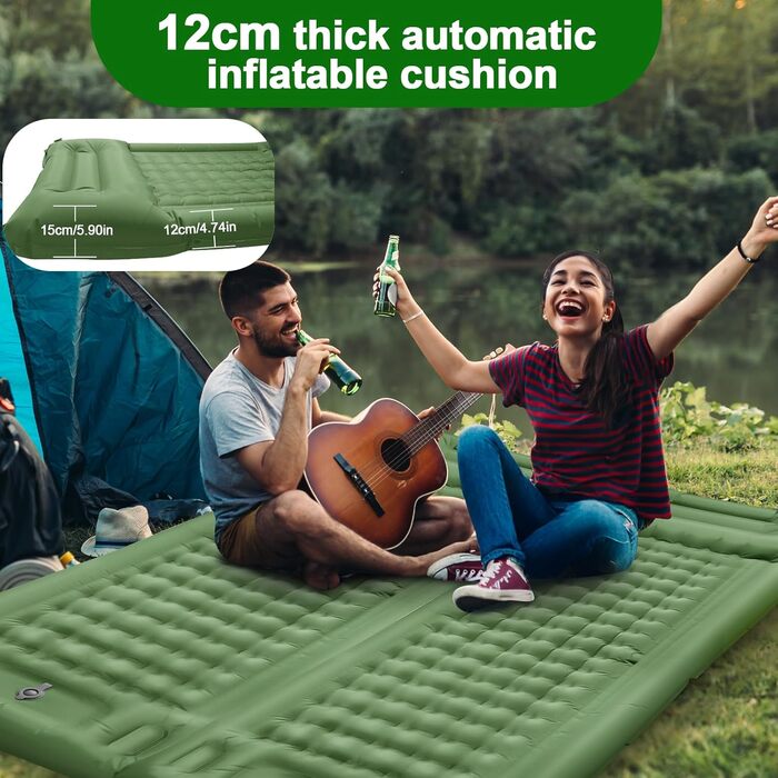 Саморозгортальний килимок Isomatte 12 см, з подушкою для кемпінгу, надувна повітряна матрацна, легкий, компактний, з насосом для відпочинку на природі, походів, намету, пляжу